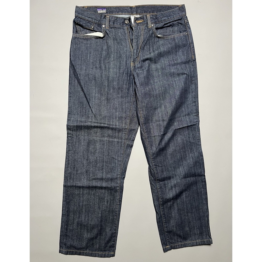 Patagonia Iron Clad Men's Dark Wash Denim Jeans Straight Regular Fit Mid Rise